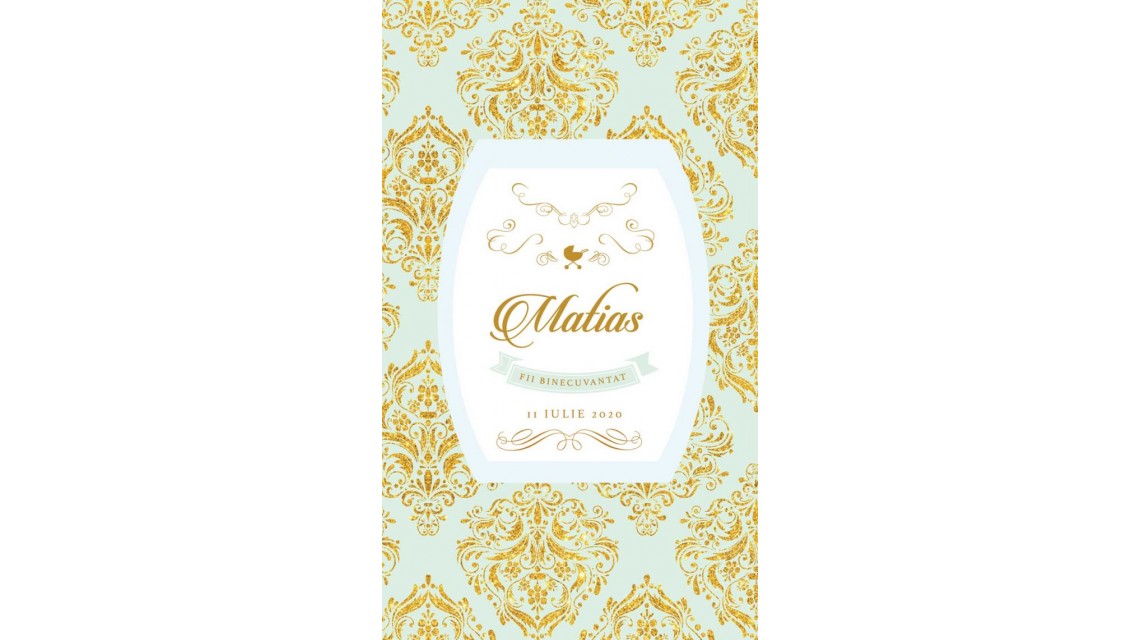 Trusou de botez de lux cu gold si verde menta si motive baroc Luxury 2